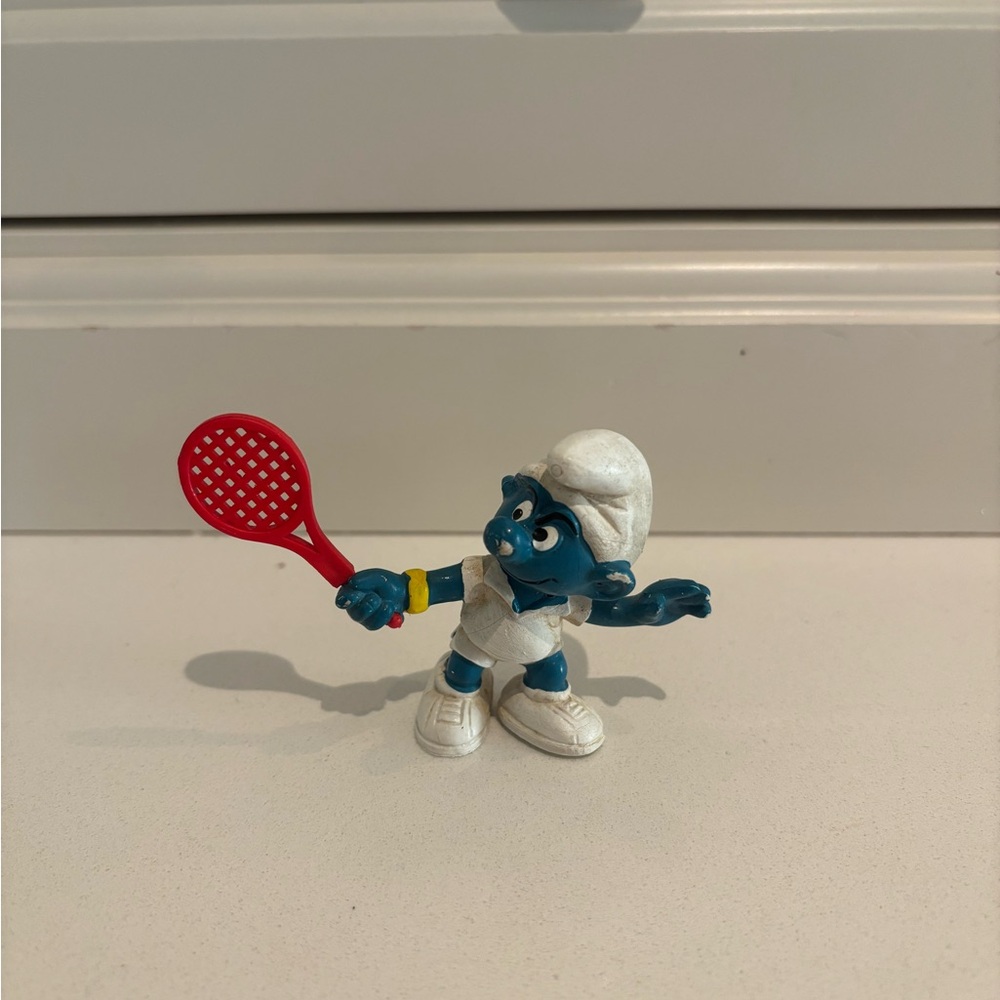 Vintage Blue Smurf Tennis Player